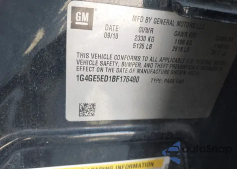 2011 Buick Lacrosse Cxs from USA, damaged, VIN 1G4GE5ED1BF176480